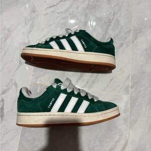 Adidas Campus Green and White Sneakers - 7 women’s